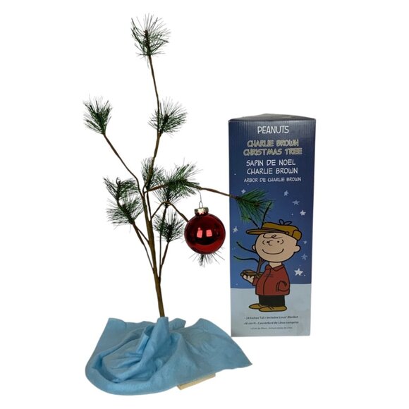 Peanuts Charlie Brown 24 inch Christmas Tree With Linus Blanket & Ornament - Picture 1 of 4
